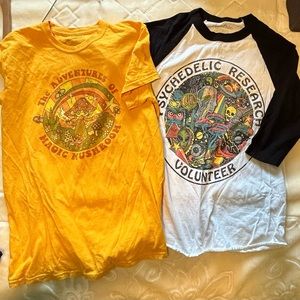 Psychedelic volunteer and mushroom shirts